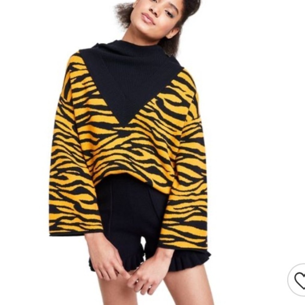 &Animal Print Turtleneck Layered Pullover Sweater - Victor Glemaud x Target Gold